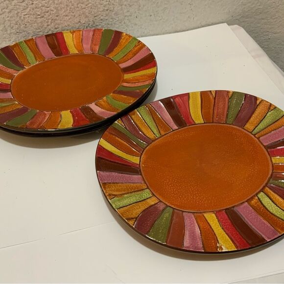 Set of 3 Pier 1 Imports Wavy Stripe oval Dinner Plates - 8.5” x 10” - Picture 10 of 10